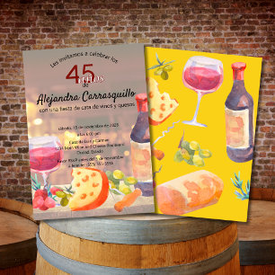 Spanischer Wein- und Käse-Verkostung 45. Geburtsta Einladung