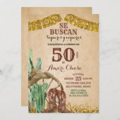 Spanischer Western Cowboy Einladung zum Geburtstag (Vorne/Hinten)