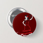 Spanischer Zucker-Schädel-Tänzer Button (Vorne & Hinten)
