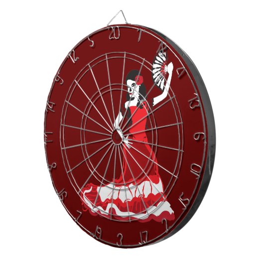 Spanischer Zucker-Schädel-Tänzer Dartscheibe (Vorderseite rechts)