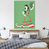 Spanischer Zucker-Schädel-Tänzer: grün Leinwanddruck (Insitu (Schlafzimmer))