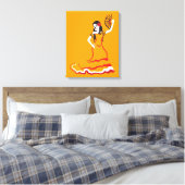 Spanischer Zucker-Schädel-Tänzer: orange Leinwanddruck (Insitu (Schlafzimmer))