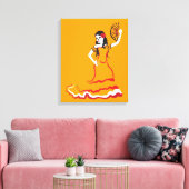 Spanischer Zucker-Schädel-Tänzer: orange Leinwanddruck (Insitu (Wohnzimmer))