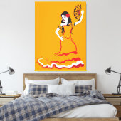 Spanischer Zucker-Schädel-Tänzer: orange Leinwanddruck (Insitu (Schlafzimmer))