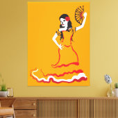Spanischer Zucker-Schädel-Tänzer: orange Leinwanddruck (Insitu (Wohnzimmer))