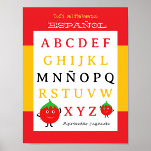 Spanisches Alphabet Kinderposter Süße Tomaten Poster