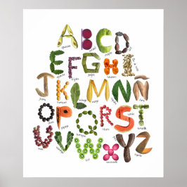 Spanisches Alphabet Obst und Gemüse Mexiko Poster