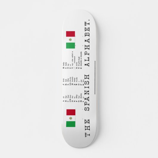 Spanisches Alphabet Skateboard (Vorne)