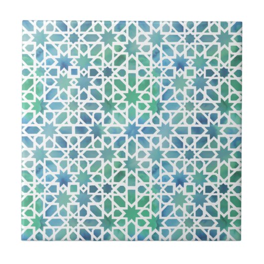 Spanisches Aquarell-Mosaik Fliese (Vorderseite)