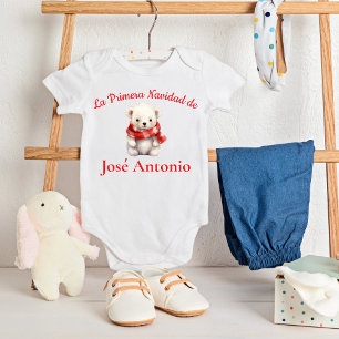 Spanisches Baby Polar Bear Baby's First Christmas Strampler