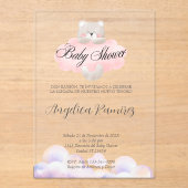 Spanisches Baby Showbären Thema Cloud Geschenkregi Acryleinladungen (Vorderseite)