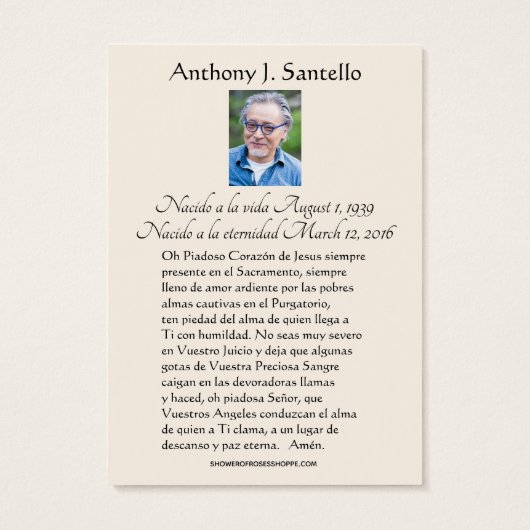 Spanisches Beerdigungsgebet (Rückseite)