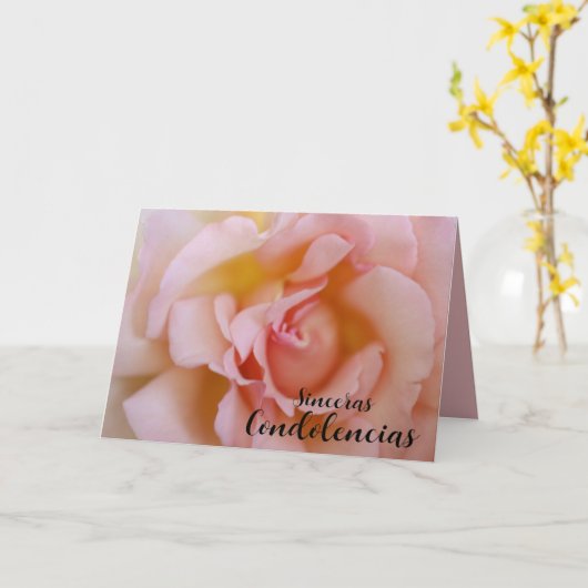 Spanisches Beileid Rosa Rose Karte (Gelbe Blume)