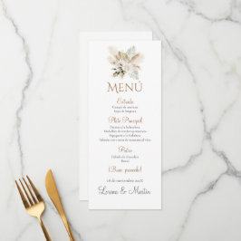 Spanisches Boho Wedding Menu Menükarte