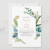 Spanisches Brautparty für Eukalyptus, Gold und Grü Einladung (Vorderseite)