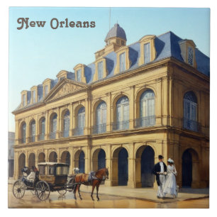 Spanisches Cabildo Louisiana New Orleans im Vintag Fliese