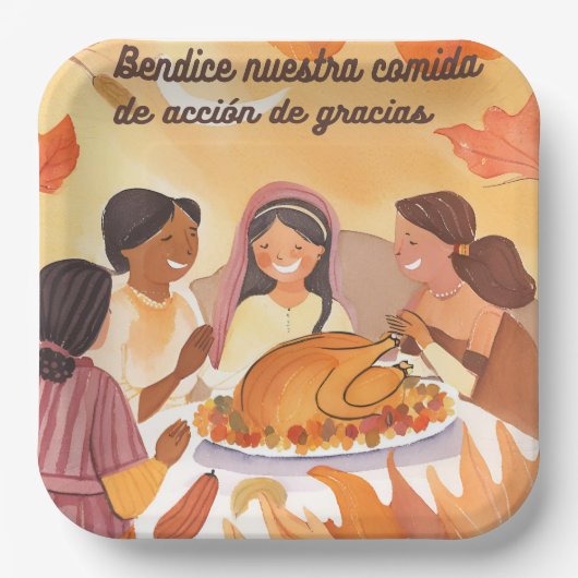 Spanisches Erntedank Pappteller (Vorderseite)