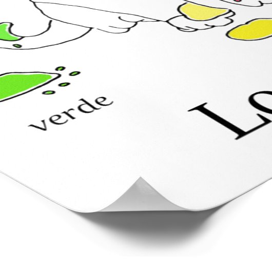 Spanisches Farblehrposter mit Katzen & Farben Poster (Ecke)