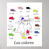 Spanisches Farblehrposter mit Katzen & Farben Poster (Vorne)