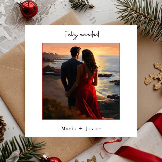 Spanisches Feliz Navidad Elegantes Kalligrafisches Feiertagskarte