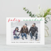 Spanisches Feliz Navidad Minimales Foto Feiertagskarte (Stehend Vorderseite)