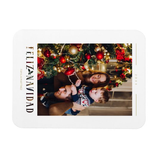 Spanisches Feliz Navidad Modern Calligrafy Foto Magnet (Horizontal)