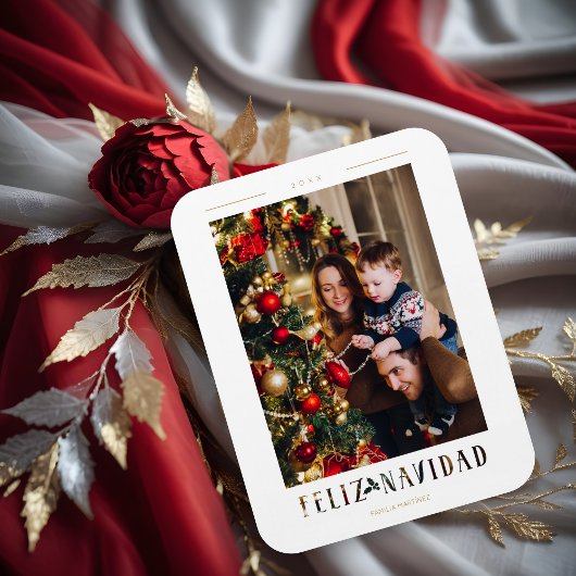 Spanisches Feliz Navidad Modern Calligrafy Foto Magnet