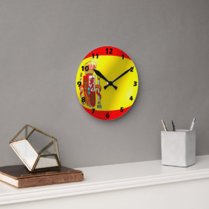 Spanisches Flaggendesign Runde Wanduhr