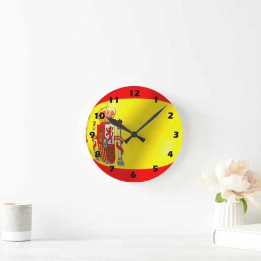 Spanisches Flaggendesign Runde Wanduhr (Zuhause)