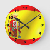 Spanisches Flaggendesign Runde Wanduhr (Vorderseite)