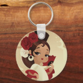 Spanisches Flamenco-festliches Chibi-Cartoon Schlüsselanhänger (Vorderseite)