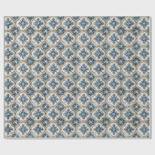 Spanisches Fliesenmuster Gold Blau Klee Geschenkpapier (Flach)