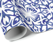 Spanisches Fliesenmuster in Blau und Weiß Geschenkpapier (Rolleneckpunkt)
