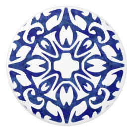 Spanisches Fliesenmuster in Blau und Weiß Keramikknauf