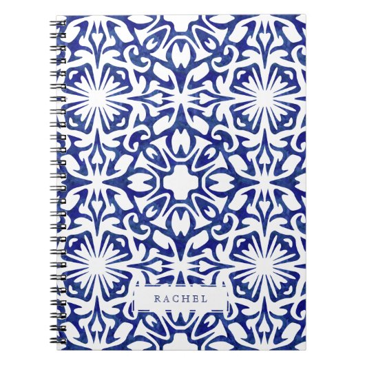 Spanisches Fliesenmuster in Blau und Weiß Notizblock (Vorderseite)