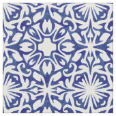 Spanisches Fliesenmuster in Blau und Weiß Stoff (Nahaufnahme)