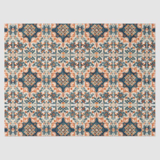 Spanisches Fliesenmuster Terracotta Talavera Decou Seidenpapier (Vorderseite)