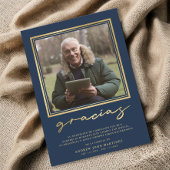 Spanisches Foto zur Beerdigung von Navy- und Goldk Dankeskarte