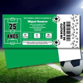 Spanisches Fußballspiel-Ticket für 25. Geburtstags Einladung