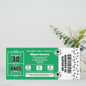 Spanisches Fußballspiel-Ticket für das 30. Party Einladung (Stehend Vorderseite)