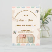 Spanisches Geschlecht: Einladung niña o niño (Stehend Vorderseite)