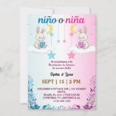 Spanisches Geschlecht offenbart Nino o Nina Einladung (Vorderseite)