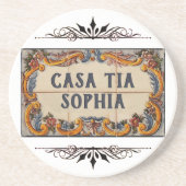 Spanisches Hauszeichen (Text anpassbar) Getränkeuntersetzer (Vorne)