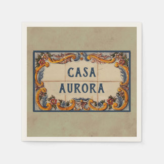 Spanisches Hauszeichen (Text anpassbar) Serviette