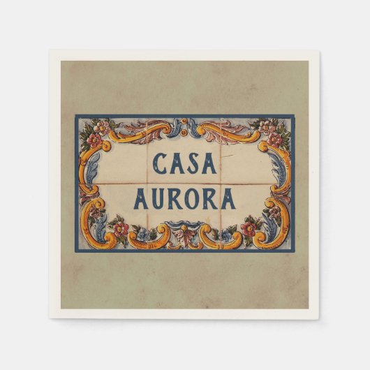 Spanisches Hauszeichen (Text anpassbar) Serviette (Vorderseite)