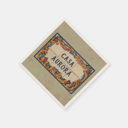 Spanisches Hauszeichen (Text anpassbar) Serviette (Ecke)