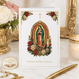 Spanisches Heiligopfer der Messe Angebot Guadalupe Karte