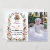 Spanisches Invitacion De Bautizo Floral Taufe Foto Einladung (Vorderseite)