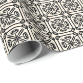 Spanisches Jugendstil-Fliesenmuster Schwarz und Cr Geschenkpapier (Rolleneckpunkt)