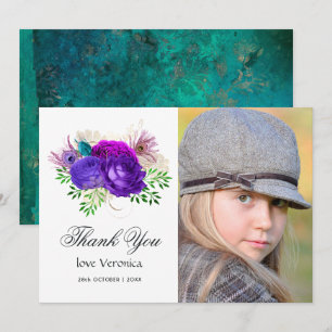 Spanisches Mardi Gras Aquarell Floral Quinceañera Dankeskarte